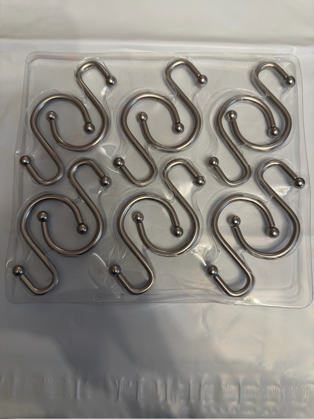 Set of Silver Shower Curtain S-Hooks - 12-Pack